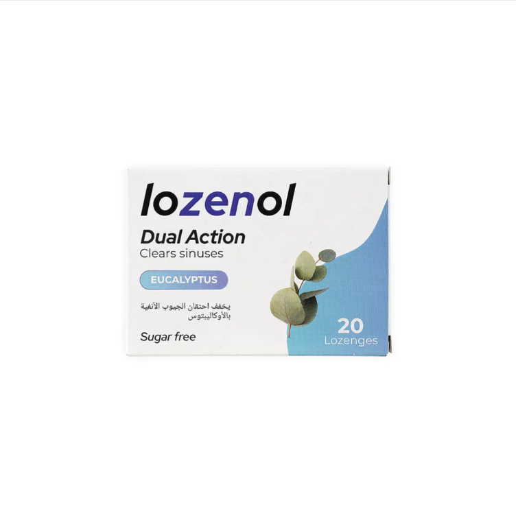 Lozenol Dual Action Sugar Free 20 Lozenges-Eucalyptus - FREE GIFT